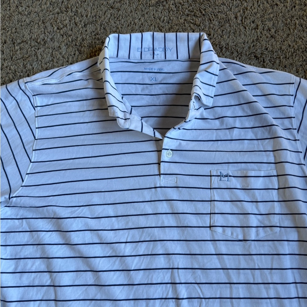 B. Draddy Golf Polo Shirt XL White Stripes The Moorings Yacht & Country Club